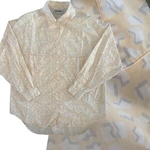 Vintage 80’s/90’s Genesis Retro Zig Zag Print Oversized blouse  butter yellow L